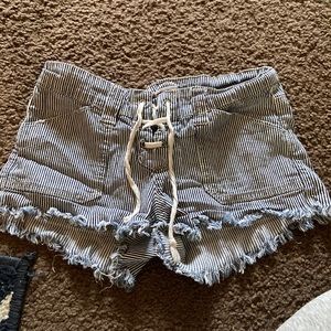 Blue and white striped shorts size 27